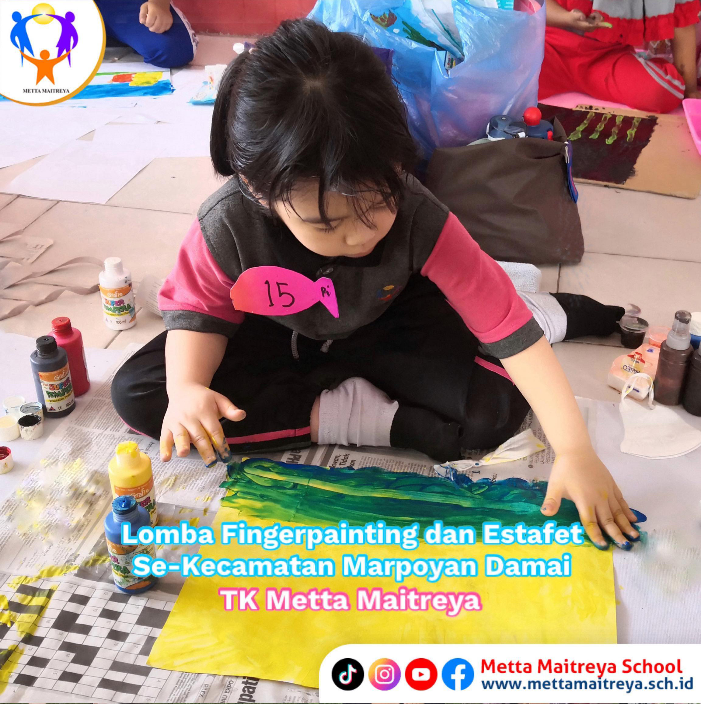Lomba Fingerpainting dan Estafet Se-Kecamatan Marpoyan Damai | TK METTA MAITREYA