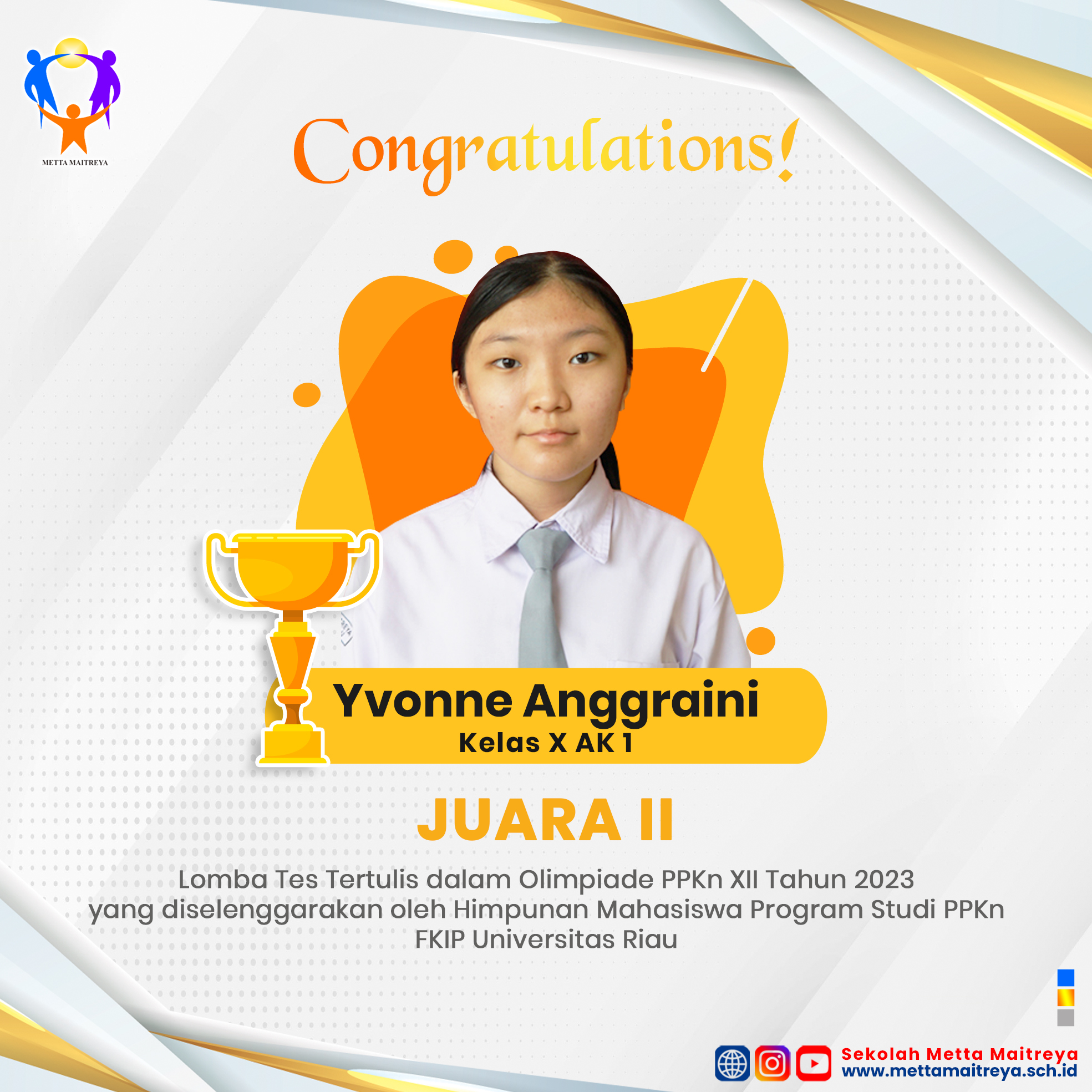 Prestasi Peserta Didik dalam Olimpiade PPKn XII Tahun 2023 | SMK METTA MAITREYA