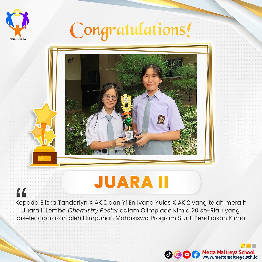 Prestasi Peserta Didik dalam Lomba Chemistry Poster dalam Olimpiade Kimia 20 se-Riau | SMK METTA MAITREYA
