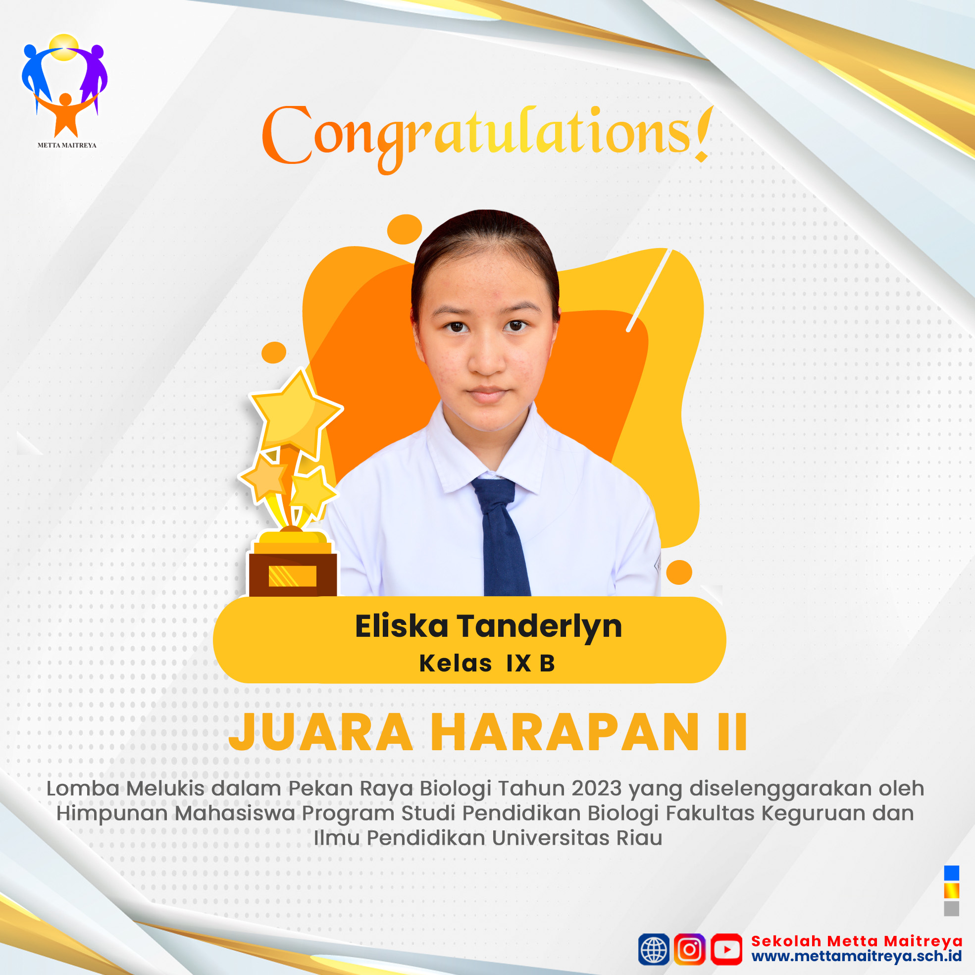 Prestasi Peserta Didik dalam Pekan Raya Biologi Tahun 2023 | SMP METTA MAITREYA
