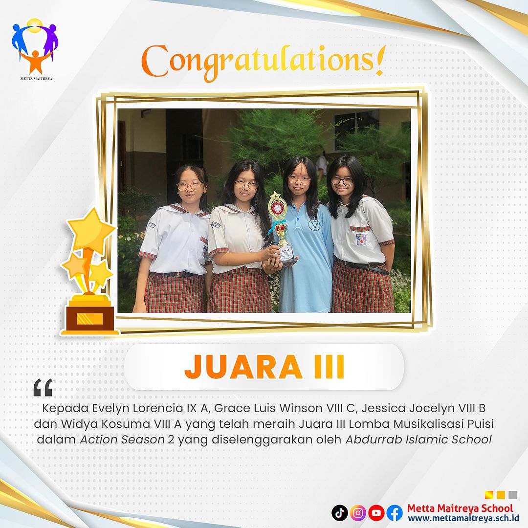 Prestasi Peserta Didik dalam Lomba Musikalisasi Puisi dalam Action Season 2 | SMP METTA MAITREYA
